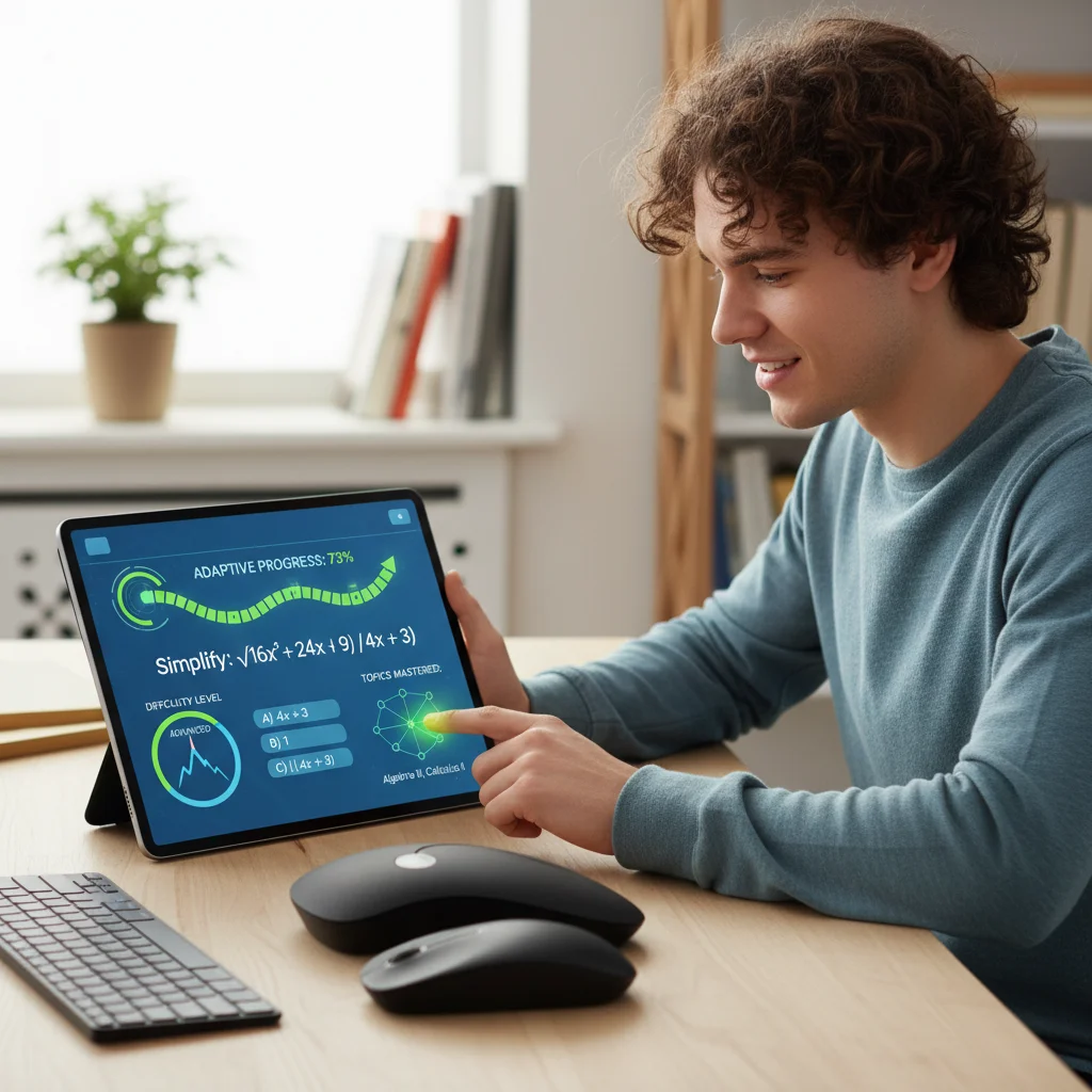 Schüler nutzt adaptive Lernsoftware auf einem Tablet