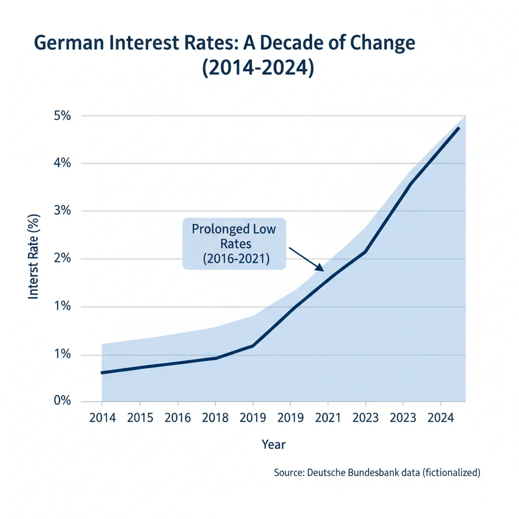 Grafik zur Entwicklung der Bauzinsen in Deutschland über die letzten 10 Jahre