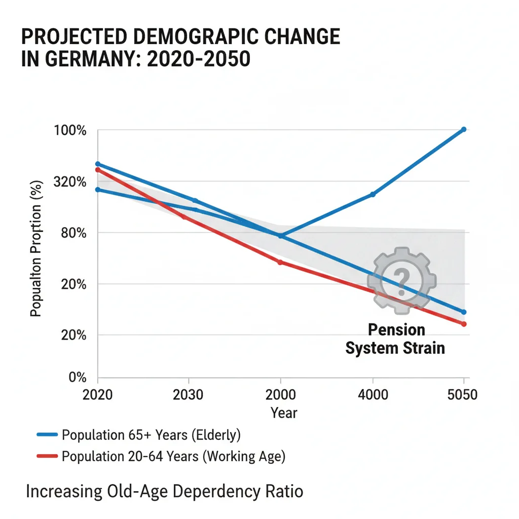 Grafik zum demografischen Wandel und seinen Auswirkungen auf die gesetzliche Rente