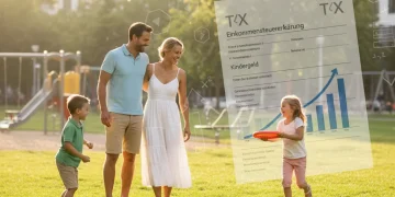 Glückliche Familie im Park, symbolisch für Kinderfreibetrag 2026 und Steuerentlastung