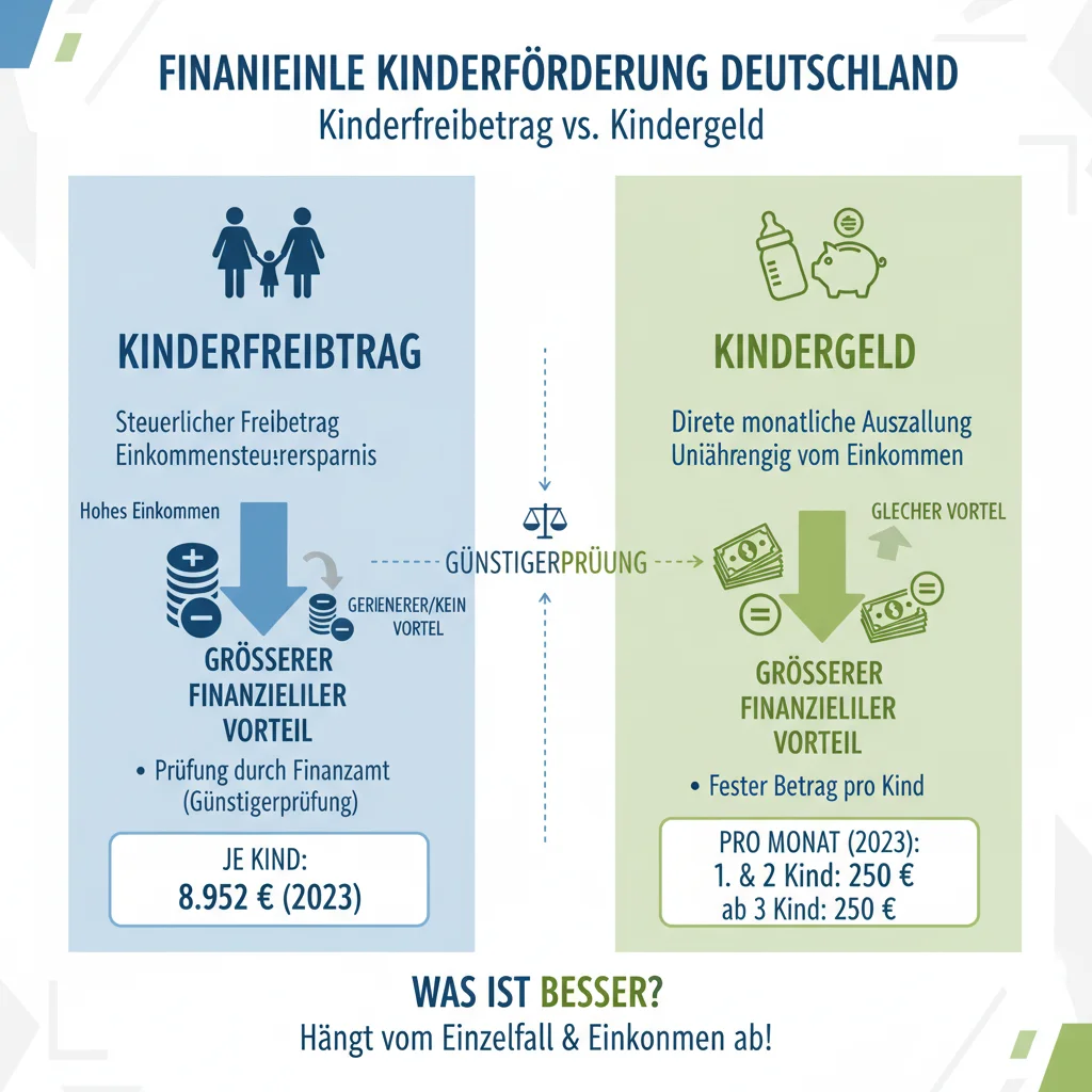 Infografik Vergleich Kinderfreibetrag und Kindergeld, finanzielle Vorteile