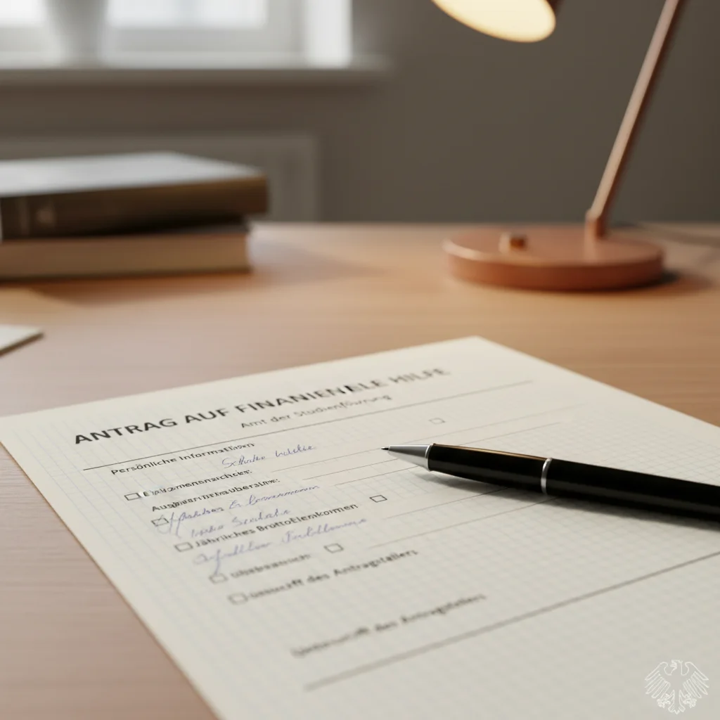Antragsformular für das Bildungspaket mit Stift