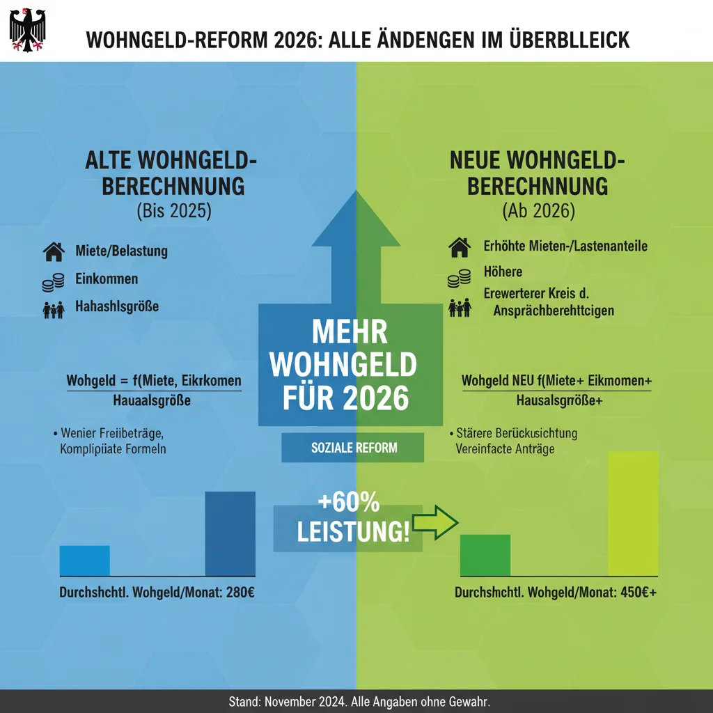 Infografik Vergleich alte und neue Wohngeld-Berechnung 2026