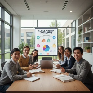 Gruppe von Studierenden diskutiert über Studienfinanzierung und Stipendienmöglichkeiten in Deutschland